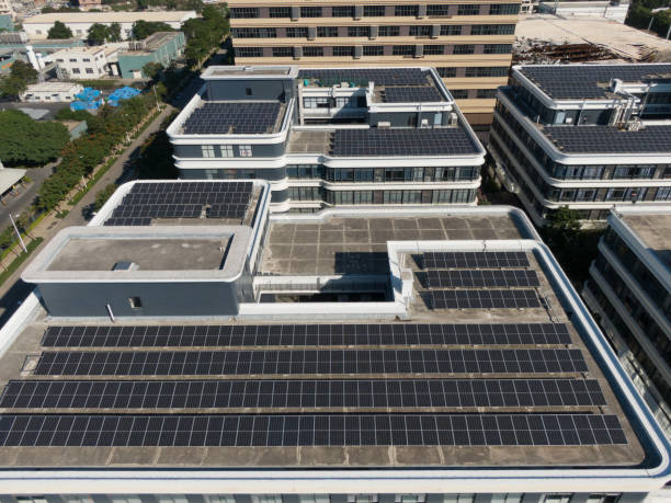 istock Low-carbon buildings, solar power generation in office buildings 1448687622