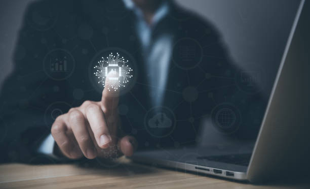 istock Businessman touching ai icon Digital Transformation Management on a virtual screen, big data management technology 1448688425