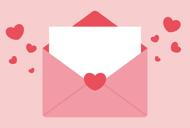 bildbanksillustrationer, clip art samt tecknat material och ikoner med valentine's day vector background with a love letter and hearts for banners, cards, flyers, social media wallpapers, etc. - alla hjärtans dag kort