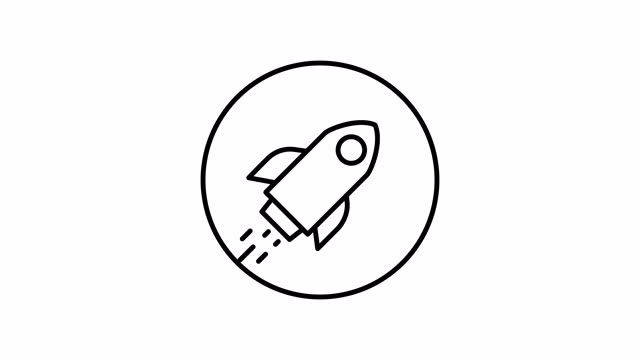 Rocket Animated in circle line Icon.