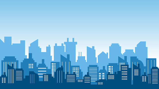 City background with many buildings in the morning. Collection city vector
