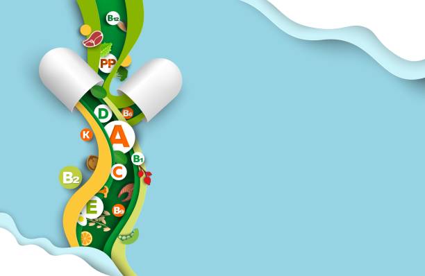 illustrations, cliparts, dessins animés et icônes de vitamines vecteur 3d fond supplément de santé pilule - complément vitaminé