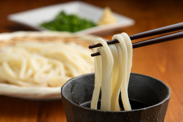 istock Chilled Udon Noodles served in a bamboo drainer. 1448695403