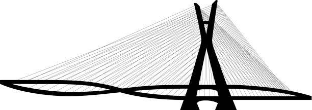 ilustrações, clipart, desenhos animados e ícones de octávio frias de oliveira bridge (ponte estaiada), são paulo silhouette - sao paulo