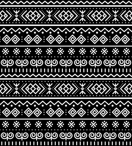 slovak tribal folk art vector seamless geometric pattern inspired by traditional painted houses from village cicmany in zilina region, slovakia - slovakia stock illustrations