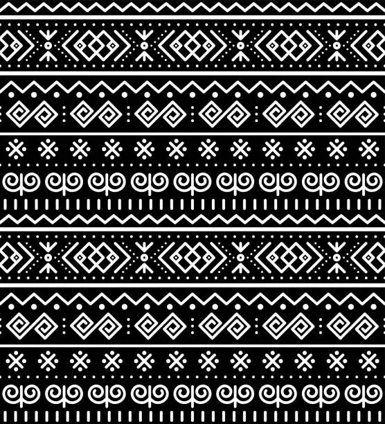 Vector illustration of Slovak tribal folk art vector seamless geometric pattern inspired by traditional painted houses from village Cicmany in Zilina region, Slovakia