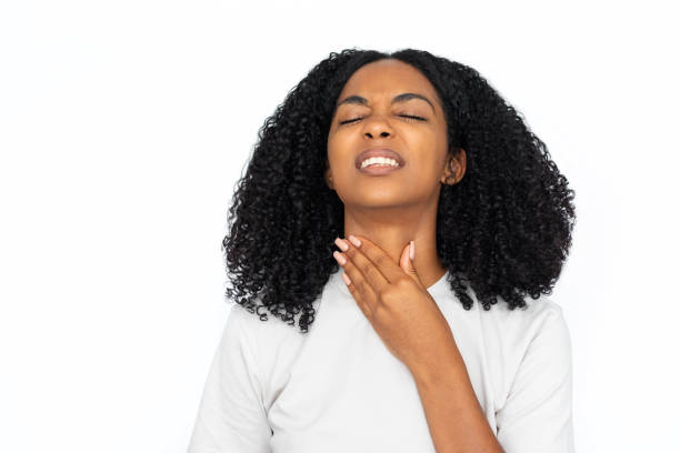 istock Frustrated multiracial woman touching neck 1448705612