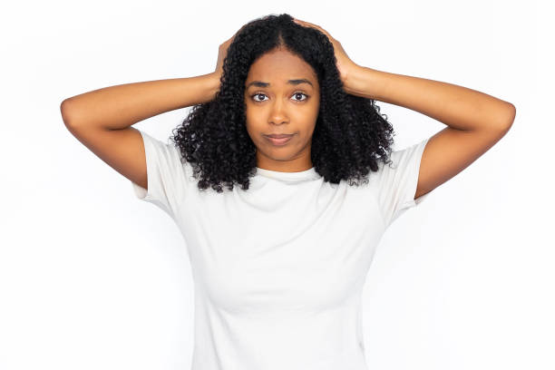 istock Frustrated multiracial woman with hands on head 1448705620