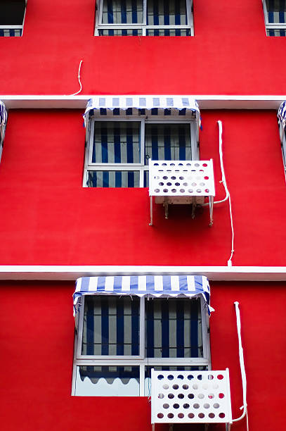 Bright Red Building Facade stock photo