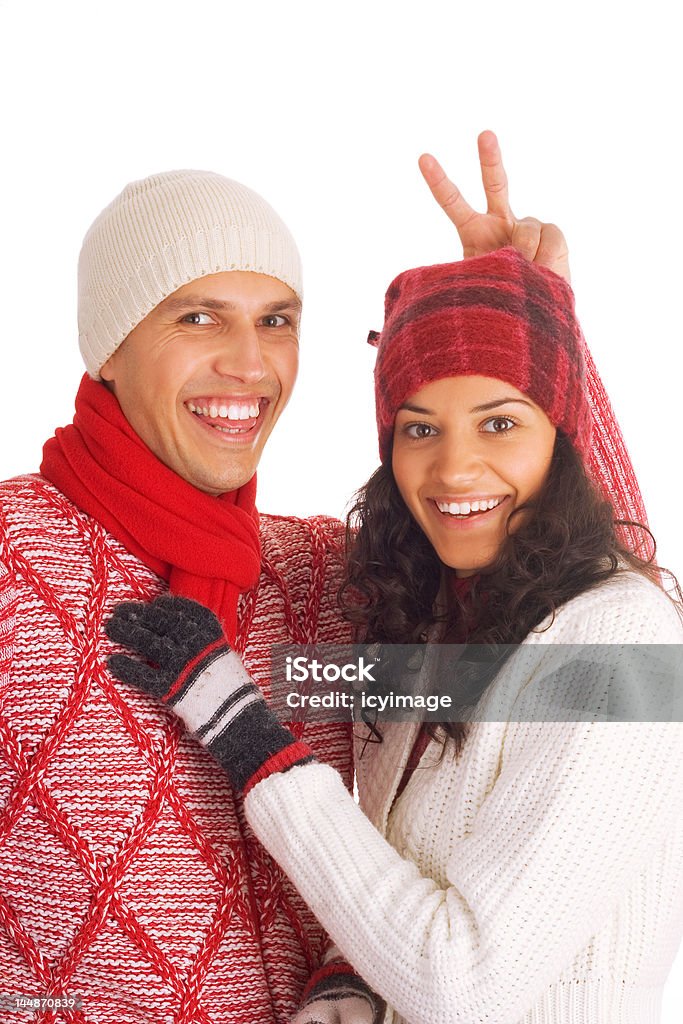 Dwa szczęśliwy zimowy przyjaciół - Zbiór zdjęć royalty-free (Adolescencja)