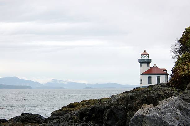 Lighthouse the Lime Kiln lighthouse on San Juan island in Washington State. lime kiln lighthouse stock pictures, royalty-free photos & images