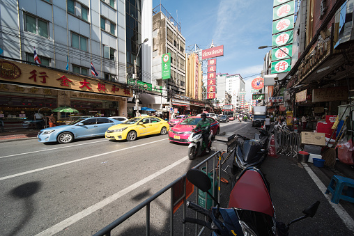 Samphanthawong , bangkok, thailand, august 13, 2022.  streetscene from china town in bangkok.
