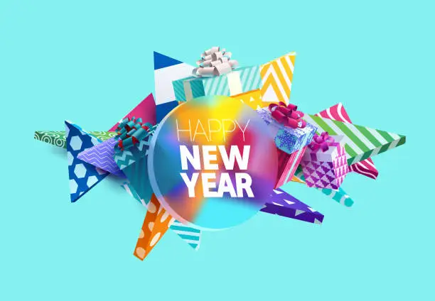 Vector illustration of Happy new year banner