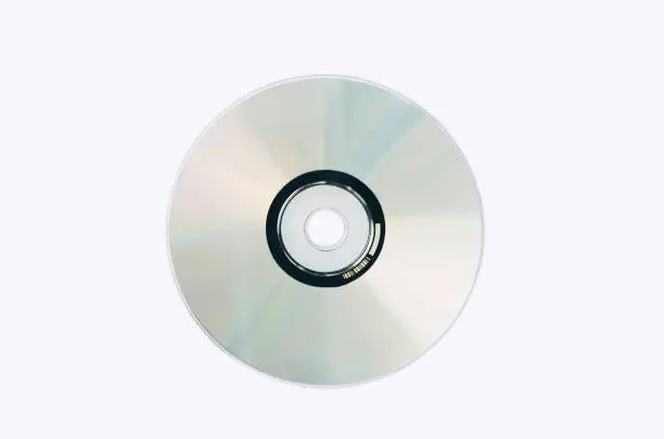 Photo of Realistic white cd template isolated on white background. represent technology from the 90s. Stacks of CDs, old songs and old movies.