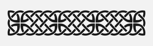 ilustrações de stock, clip art, desenhos animados e ícones de celtic weaving interlaced black border - celtic culture tied knot decoration pattern