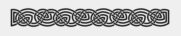 ケルト織りのインターレースブラックボーダー - celtic culture tied knot woven pattern点のイラスト素材／クリップアート素材／マンガ素材／アイコン素材