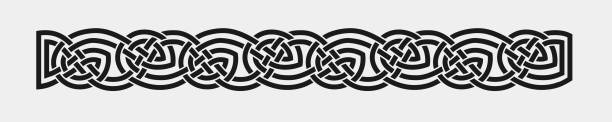 кельтское переплетение переплетения черной каймы - celtic style celtic culture tied knot pattern stock illustrations