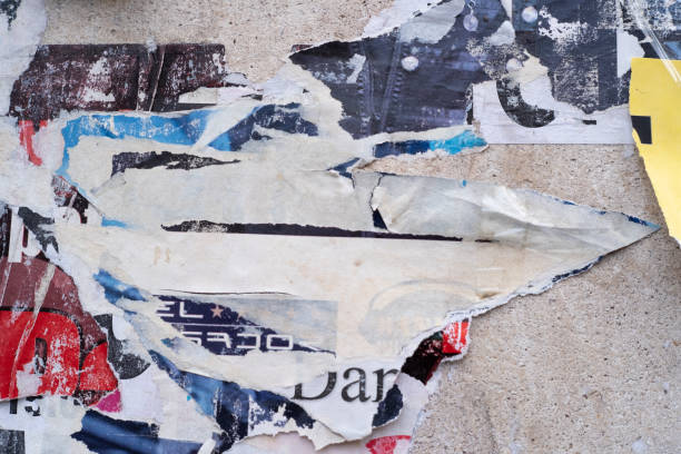 istock Torn street poster background, abstract paper collage 1448718434