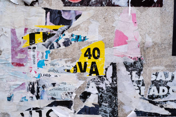 istock Torn street poster background, abstract paper collage 1448718475