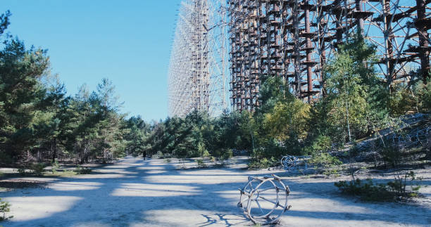 istock Duga two, military radar in Chernobyl, cold war, secret object, large radar for tracking the launch of intercontinental missiles. Russian woodpecker, legacy of the USSR. 1448720574