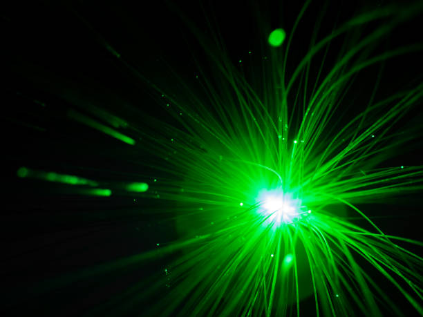 istock Green fiber optic background. 1448720969