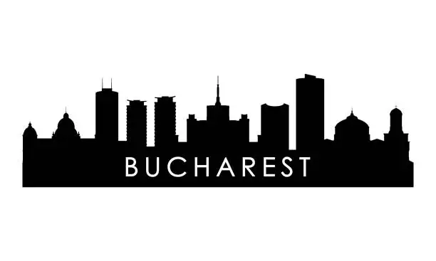 Vector illustration of Bucharest skyline silhouette. Black Bucharest city design isolated on white background.