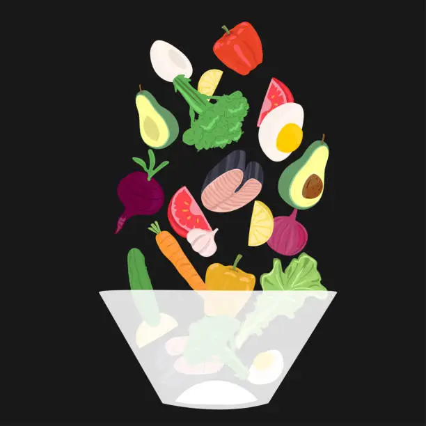 Vector illustration of Let's Cook Healthy Food Salad