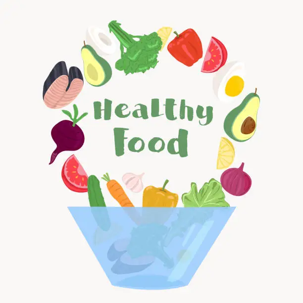 Vector illustration of Let's Cook Healthy Food Salad