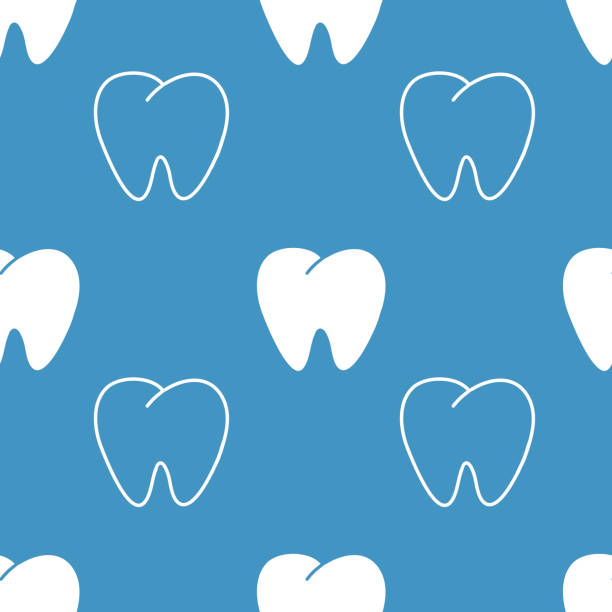 Human tooth seamless pattern, white tooth decoration for dentist Human tooth seamless pattern, white tooth decoration for dentist and dental clinic corporate identity corporate identity packages stock illustrations