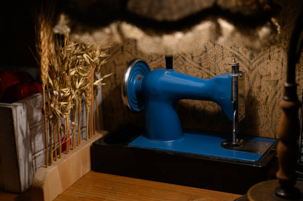 vintage sewing machine in blue. Interior decor