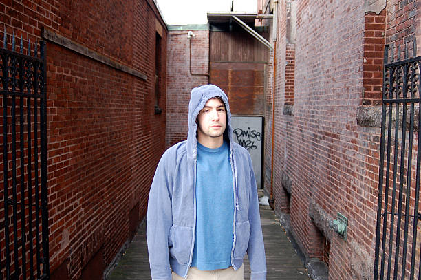 Boston, Mass. Grunge scene with a male teen portrait.