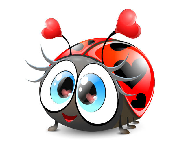 ilustraciones, imágenes clip art, dibujos animados e iconos de stock de ladybug san valentín - lady bird beetle