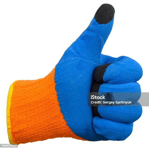Glove Isolated On White Showing The Thumbs Up Sign Without A Hand Stock Photo - Download Image Now