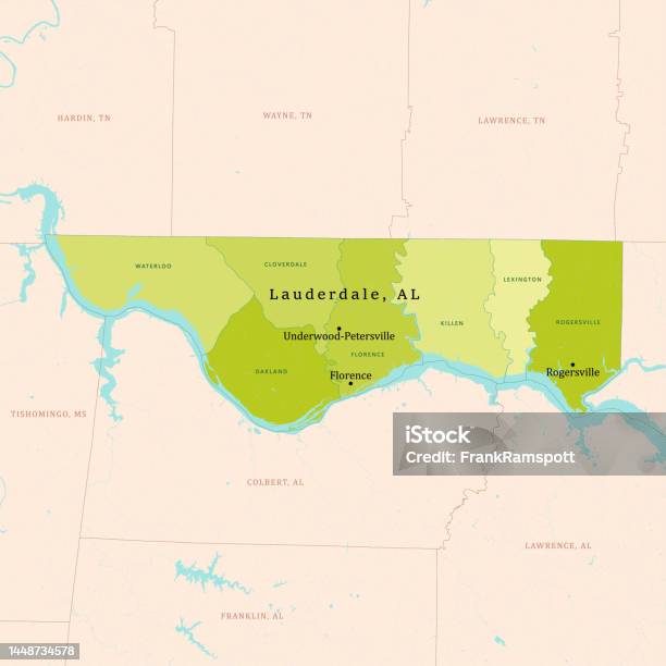 Al Map Vector Al Lauderdale County Vector Map Green Stock Illustration - Download ...