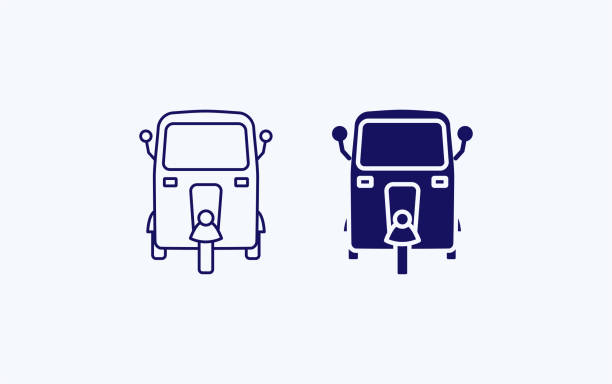ilustrações de stock, clip art, desenhos animados e ícones de auto rickshaw, vehicle vector icon - jinrikisha thailand tuk transportation