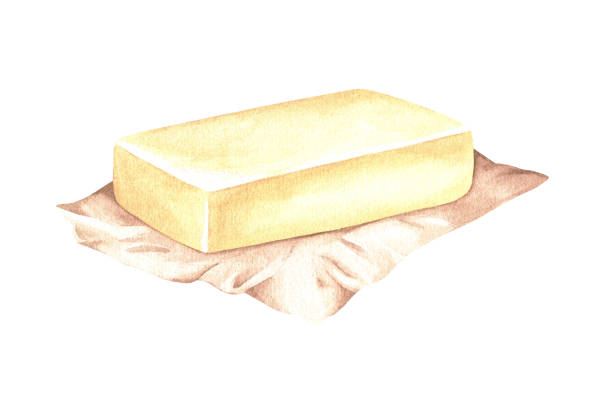 バター。水彩イラスト。白い背景に分離型。 - butter点のイラスト素材／クリップアート素材／マンガ素材／アイコン素材