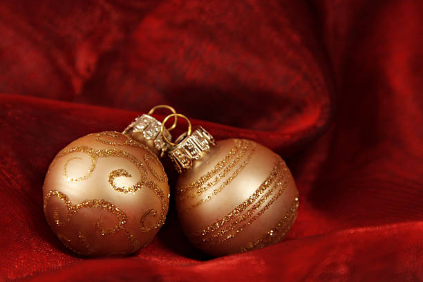 istock Two golden christmas balls 144873722