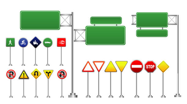 illustrazioni stock, clip art, cartoni animati e icone di tendenza di segnale di traffico verde 2 - street name sign