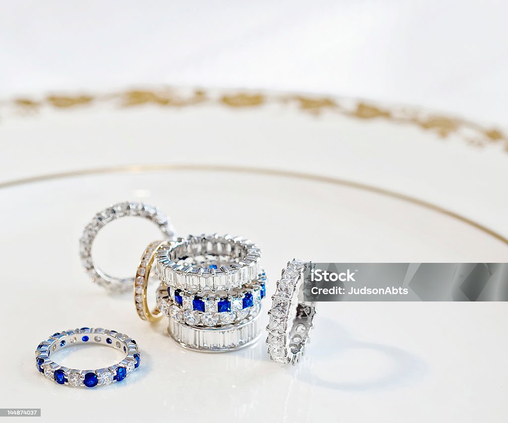 Eat your heart out. Diamond rings on a plate. Ring - Jewelry Stock Photo