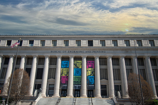 The Bureau of Engraving and Printing, a federal building under the Department of Treasury