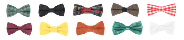 istock Set with different stylish bow ties on white background. Banner design 1448742154