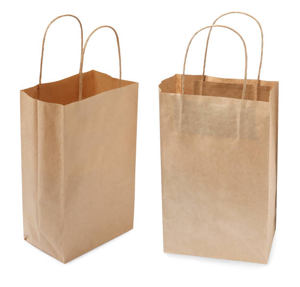 istock Paper shopping bags on white background, collage 1448742195