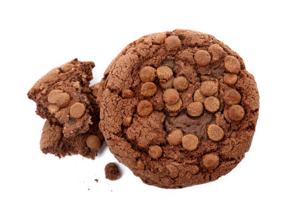 istock Delicious chocolate chip cookies on white background, top view 1448744865