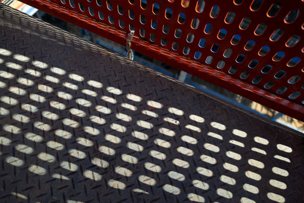 Light and shadow on the construction site steel plate