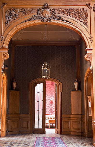 Door and chandelier