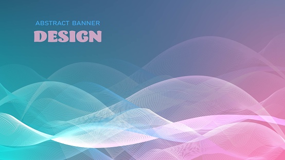 Cute pastel wave mermaid abstract banner design