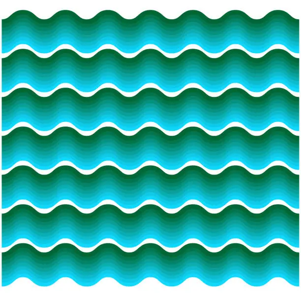 Vector illustration of turquoise waves background. Square vintage tile. Concept graphic design element. Vector illustration. Stock image.