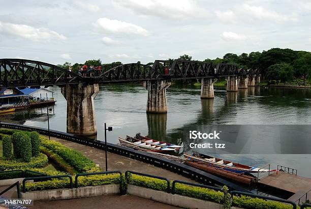 Railroad Bridge Over Kwai River Thailand Stock Photo - Download Image Now - Bridge - Built Structure, Horizontal, Kanchanaburi Province