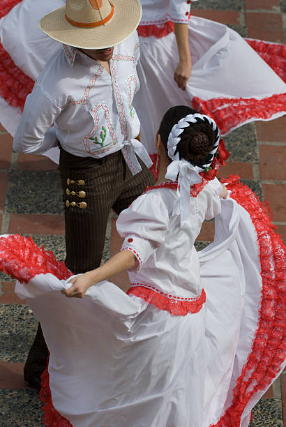 High view of two Mexican dancers