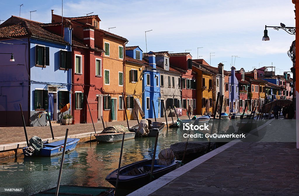 Cenário tranquilo e Burano - Foto de stock de Aldeia royalty-free